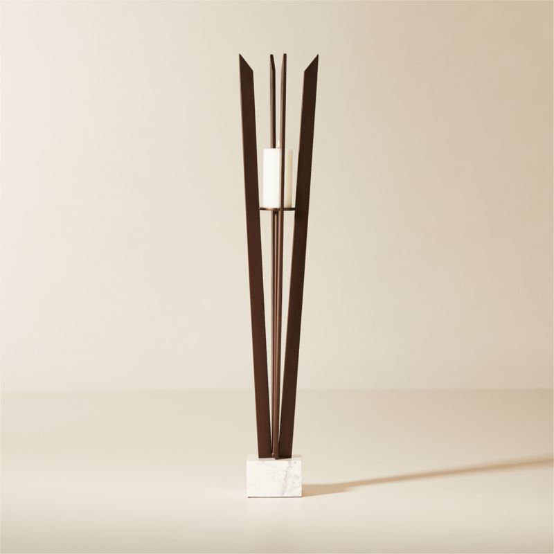 Spire Bronze and Marble Pillar Candle Holder - image 0 of 4