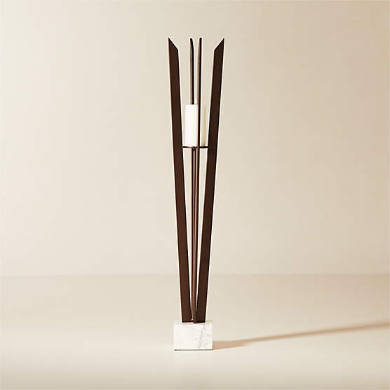 Spire Bronze and Marble Pillar Candle Holder