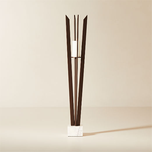 Spire Bronze and Marble Pillar Candle Holder