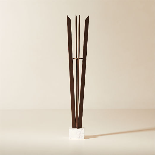 Spire Bronze and Marble Pillar Candle Holder