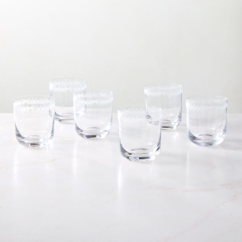 Spruce Etched Coupe Double Old-Fashioned Glasses Set of 6 - image 2 of 5