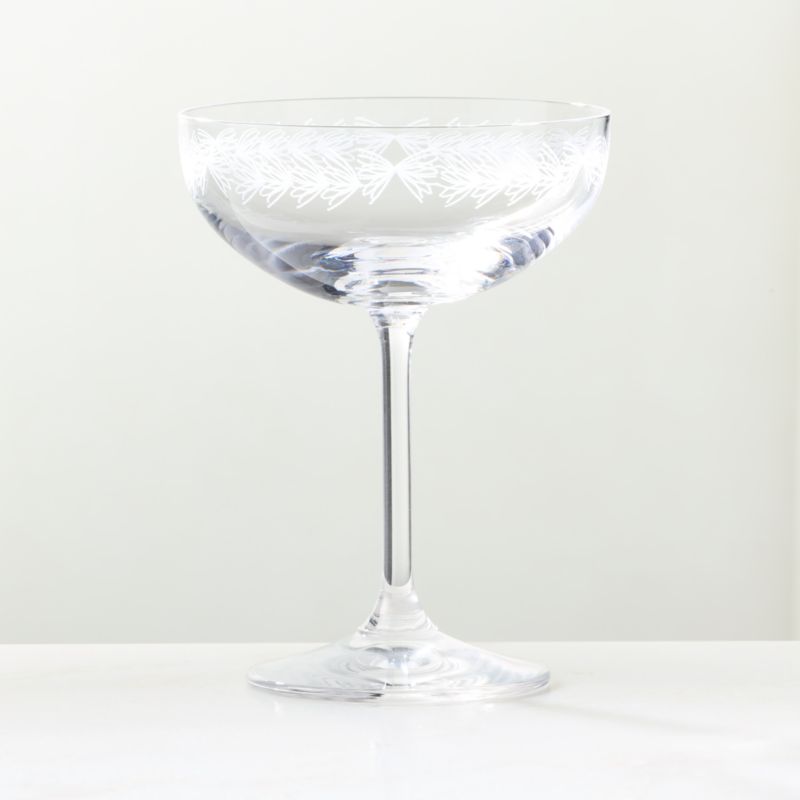 Spruce Etched Coupe Glass Set of 6 - image 3 of 5