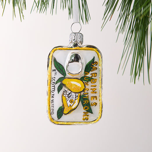 Sardine Hand Painted Tin Glass Christmas Tree Ornament