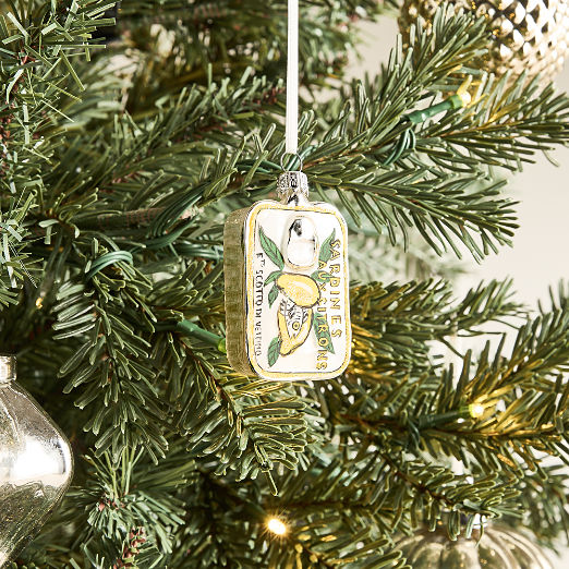 Sardine Hand Painted Tin Glass Christmas Tree Ornament