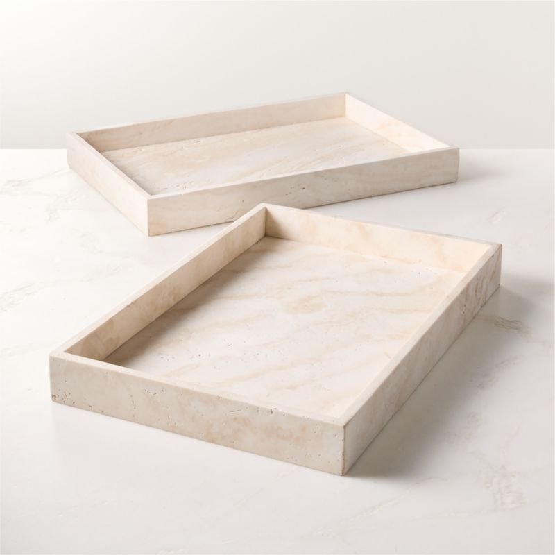 Stack Rectangular White Travertine Serving Tray - image 4 of 5