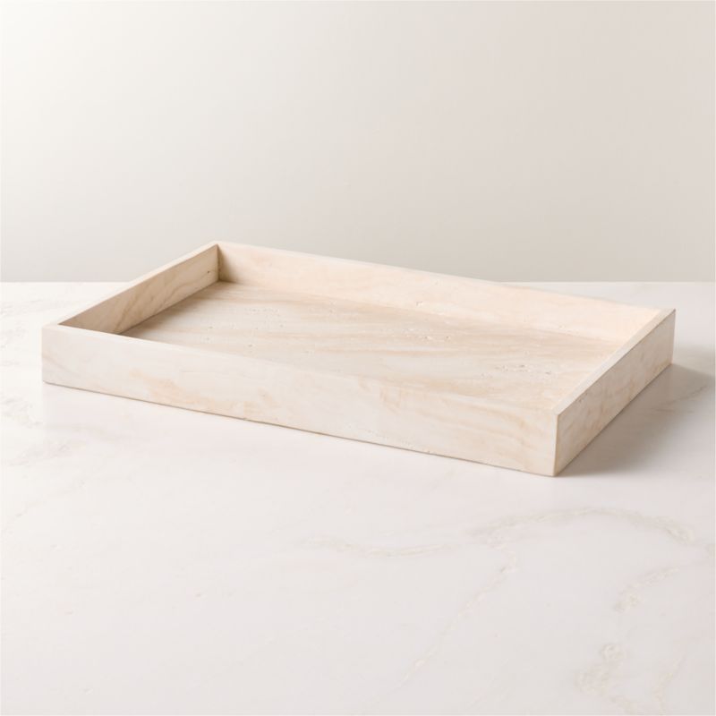 Stack Rectangular White Travertine Serving Tray - image 0 of 5