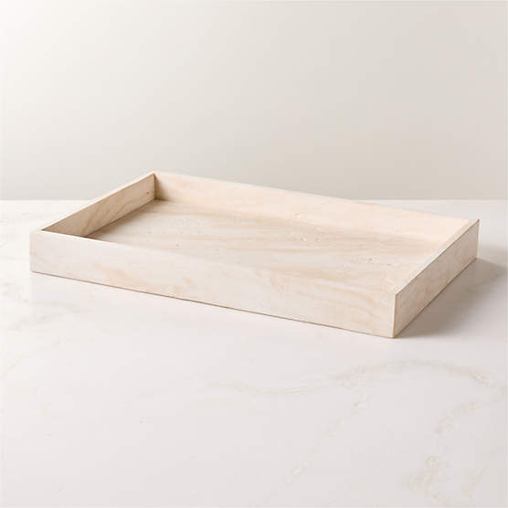 Stack Rectangular White Travertine Serving Tray