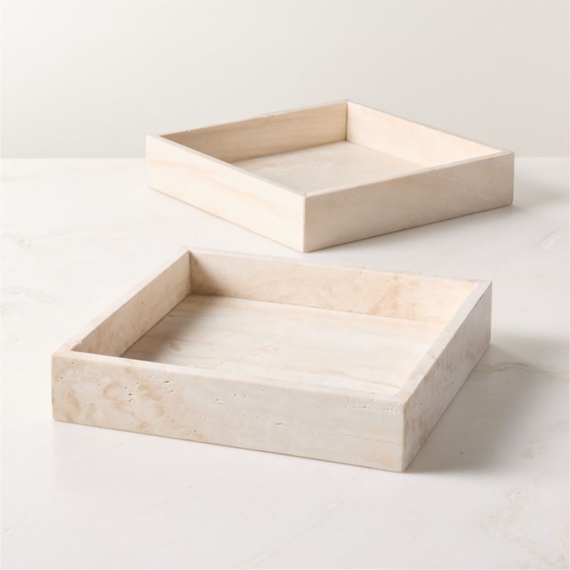 Stack Square White Travertine Serving Tray - image 4 of 5