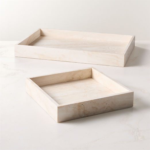 Stack Rectangular White Travertine Serving Tray