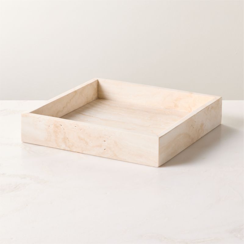 Stack Square White Travertine Serving Tray - image 0 of 5