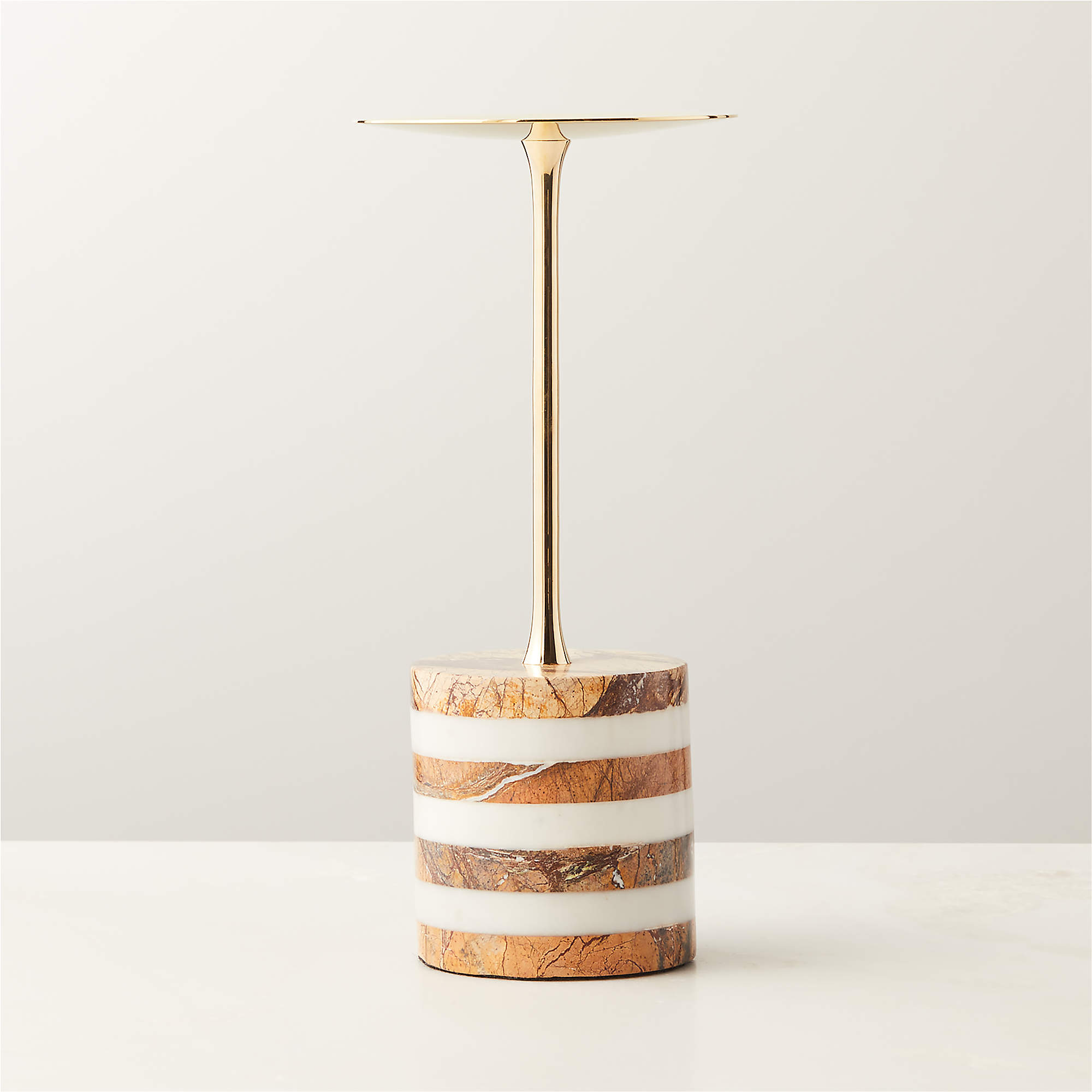 Stacked Marble and Brass Modern Pillar Candle Holder Large + Reviews CB2