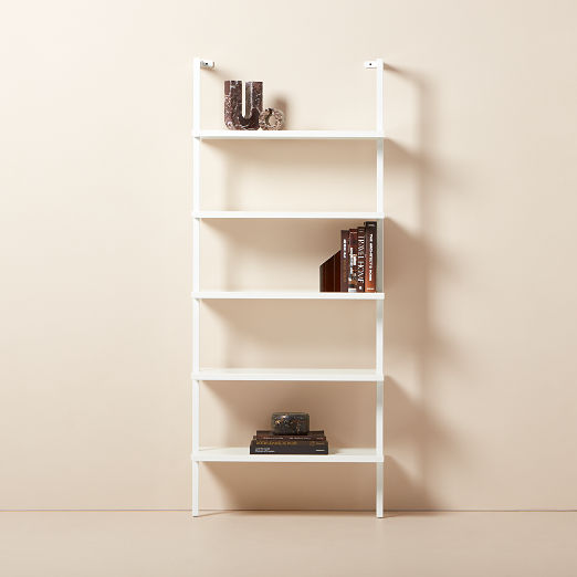 Stairway 72.5" White Metal Wall Mount Bookcase