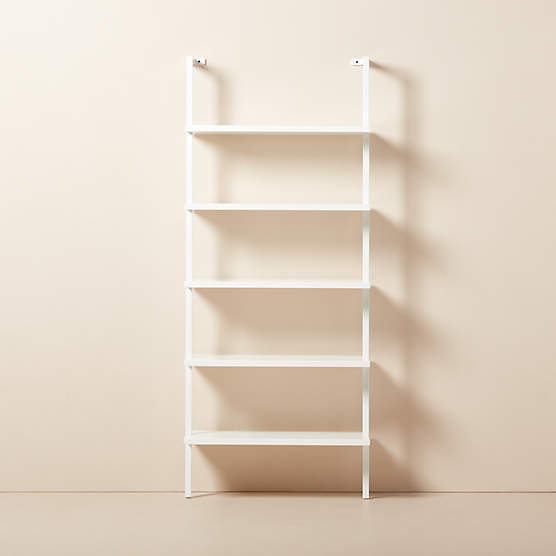 Stairway White Metal Wall Mount Bookshelf 72.5''