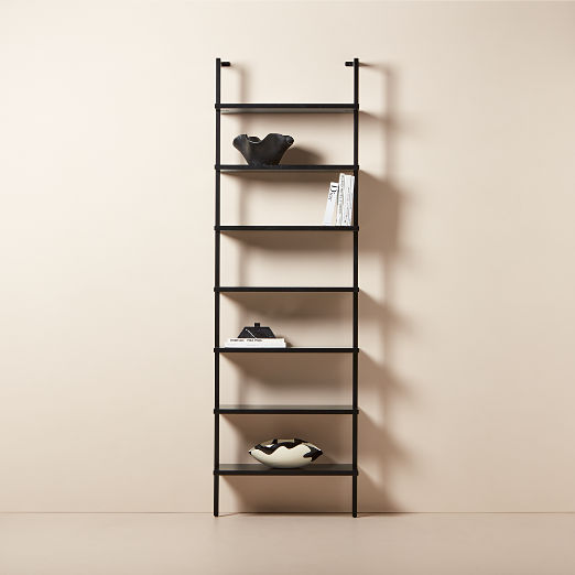 Stairway 96" Black Metal Wall Mount Bookcase