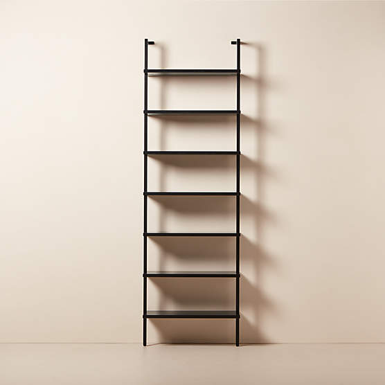 Stairway Black Metal Wall Mount Bookshelf 96''