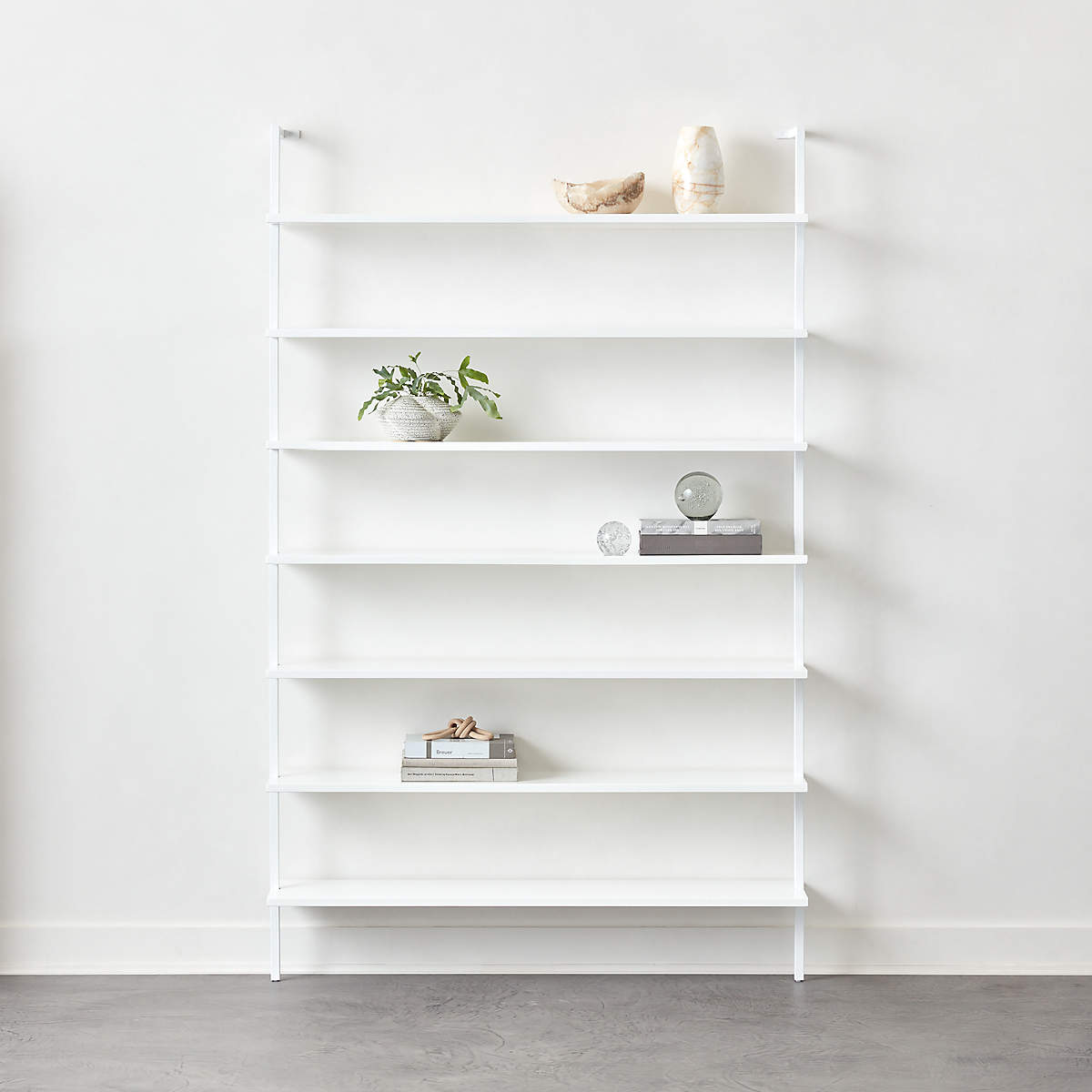 Stairway Wide White Wall Mounted, White Wall Hanging Bookcase