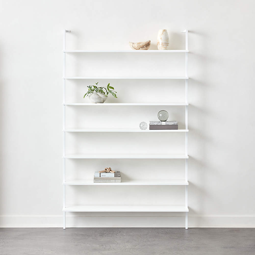 Stairway Wide White Wall Mounted, Cb2 Stairway Bookcase Black