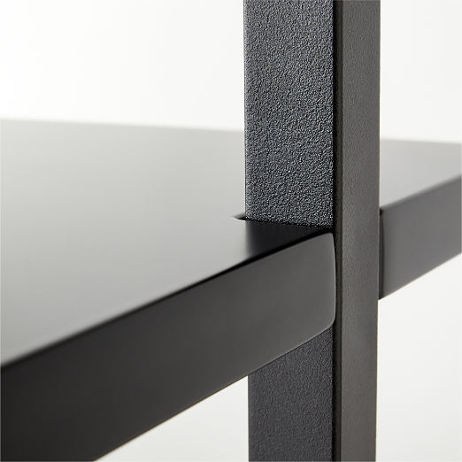 Stairway 2-Drawer Black Wall Mount Desk with Shelves 96''