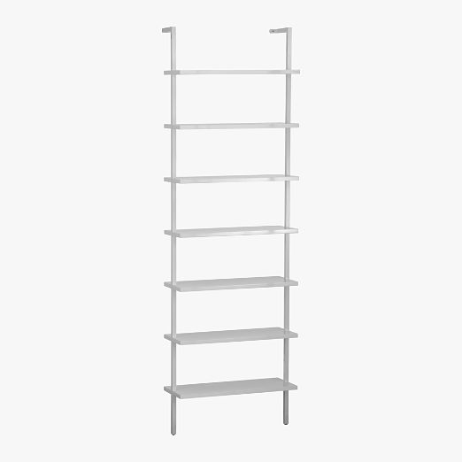 Stairway 96" White Metal Wall Mount Bookcase