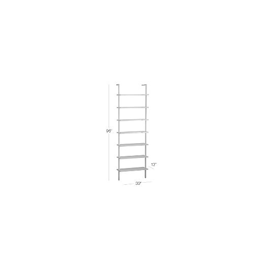 Stairway 96" White Metal Wall Mount Bookcase