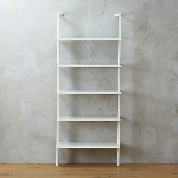 Stairway White Wall Mounted Bookshelf, Large White Lacquer Wall Shelves