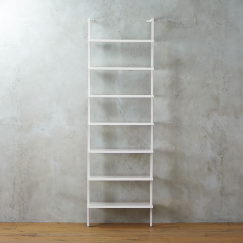 View Stairway 96" White Metal Wall Mount Bookcase details