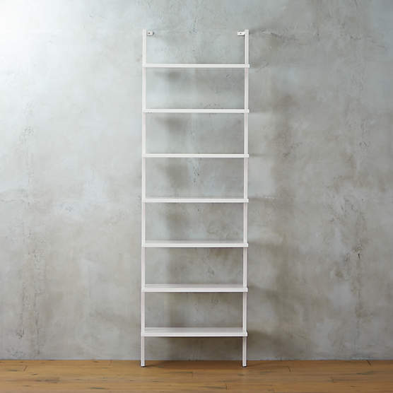 Stairway White Wall-Mounted Bookcase - 96" Height