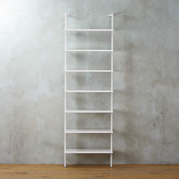 Stairway White Ladder Bookcase, 6 Foot Tall White Bookcase