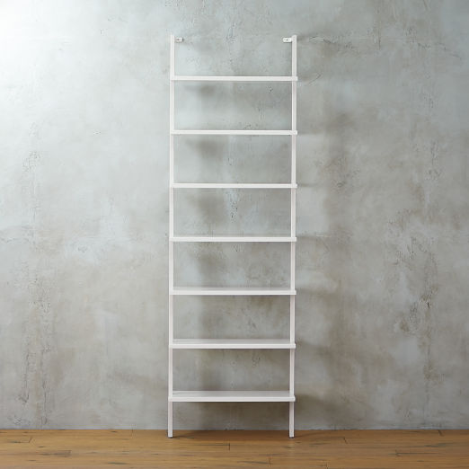 Stairway 96" White Metal Wall Mount Bookcase