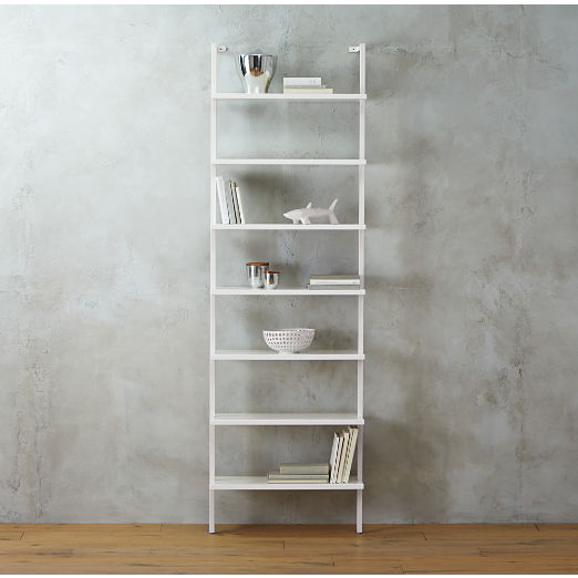 Stairway 96" White Metal Wall Mount Bookcase