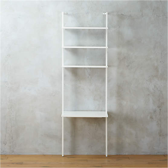 Stairway White Ladder Bookcase, How To Make A Leaning Bookcase Wallpaper