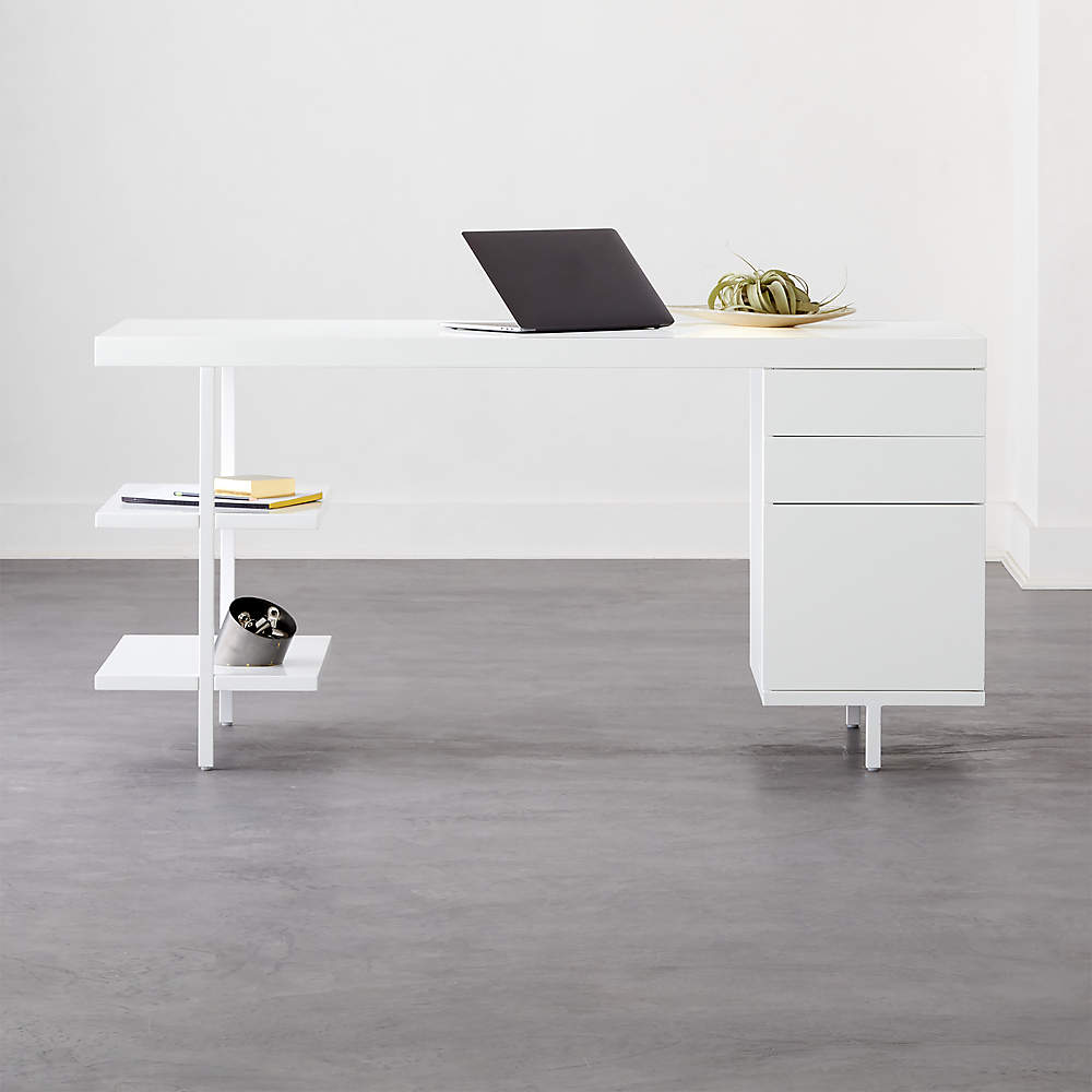 white modular desk