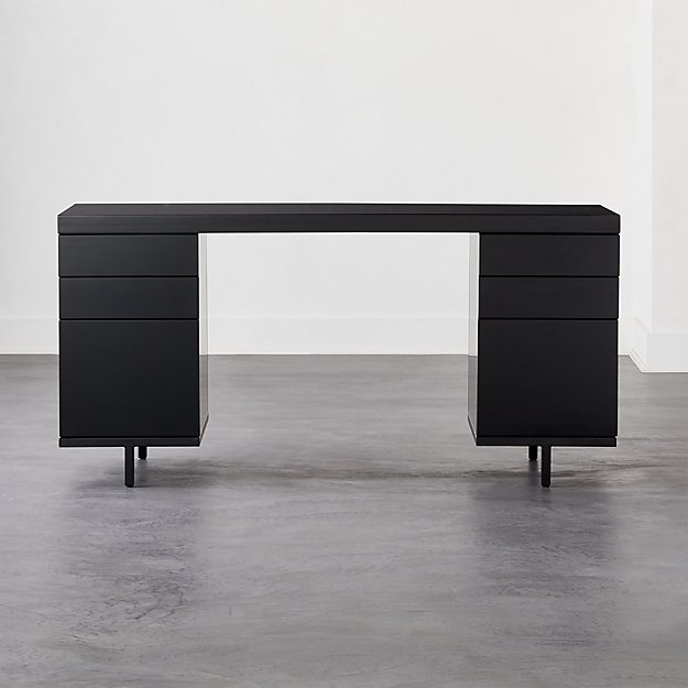 Black desk wood discount