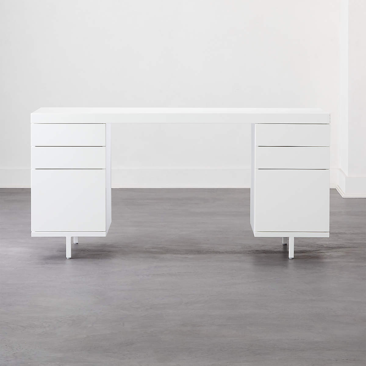 Stairway Modular Desk with Drawers White + Reviews CB2