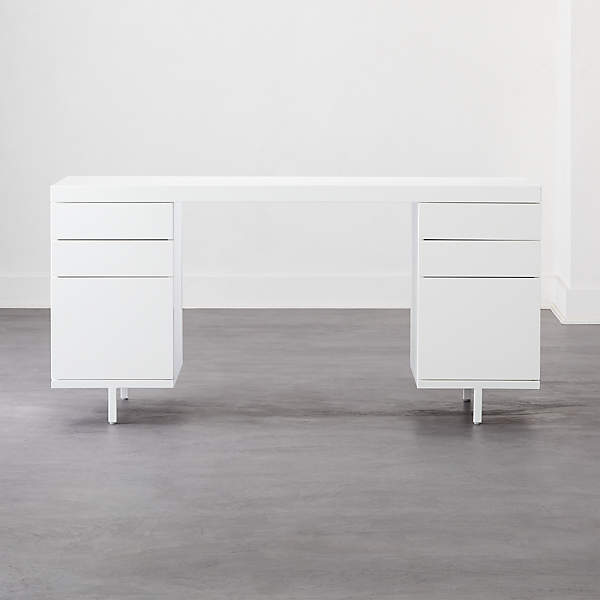 Stairway Modular Desk With Drawers, Contemporary White Desk With Drawers