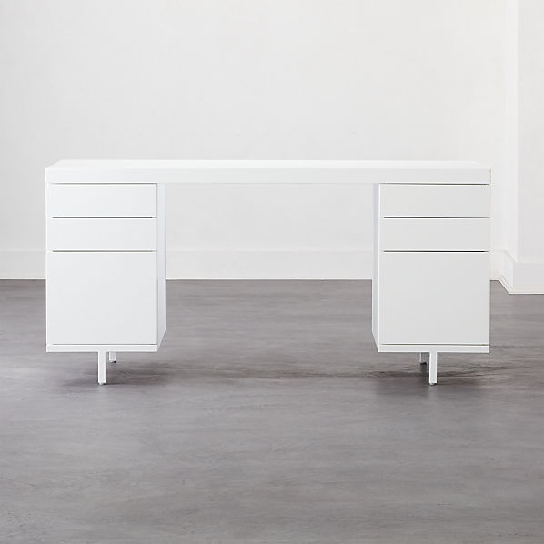 Stairway Modular Desk With 2 Drawers White Reviews Cb2