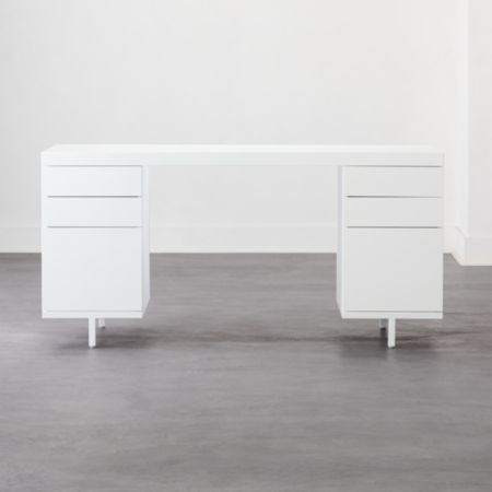 Stairway Modular Desk With 2 Drawers White Reviews Cb2 Canada