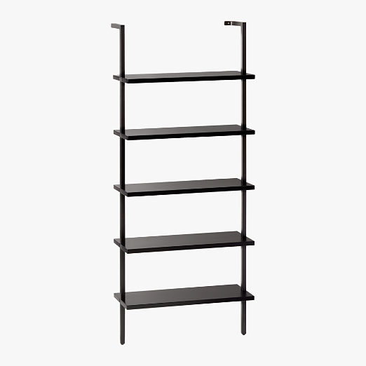 Stairway Black Wall-Mounted Bookcase - 72.5" Height