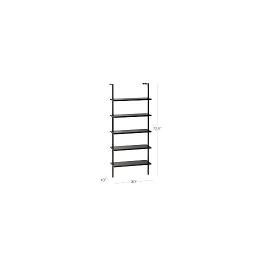 Stairway Black Wall-Mounted Bookcase - 72.5" Height