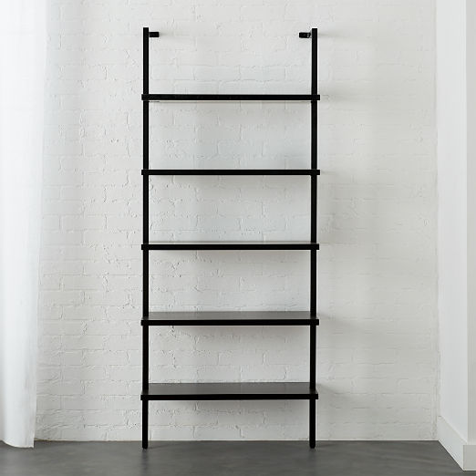 Stairway 72.5" Black Metal Wall Mount Bookcase