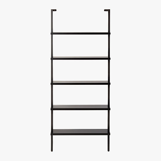 Stairway Black Wall-Mounted Bookcase - 72.5" Height