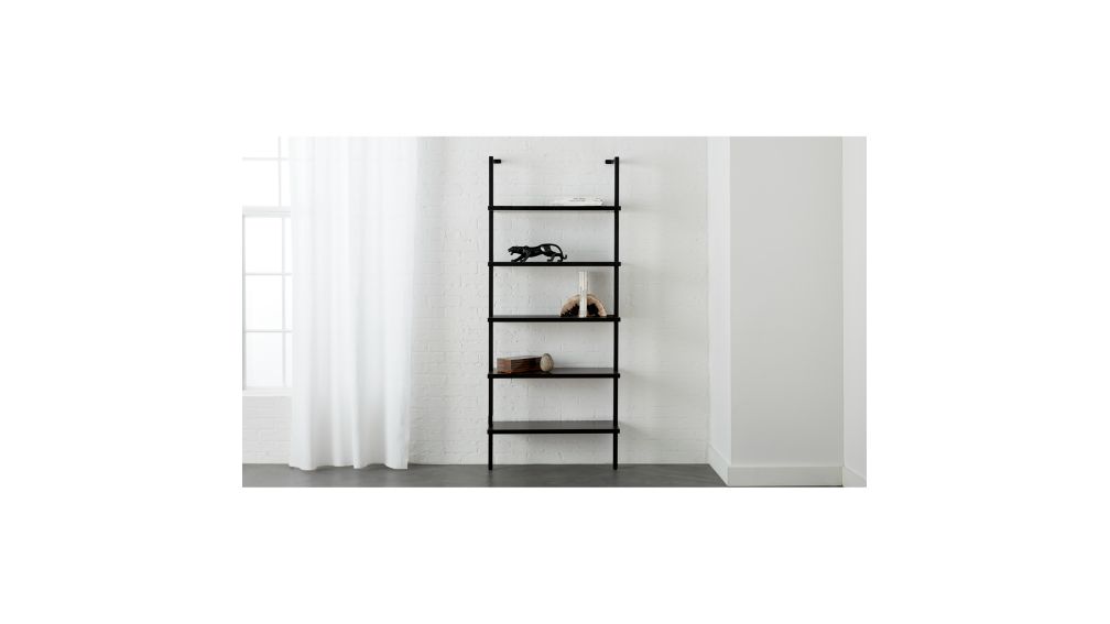 Stairway Black 72.5" Wall Mounted Bookcase + Reviews CB2