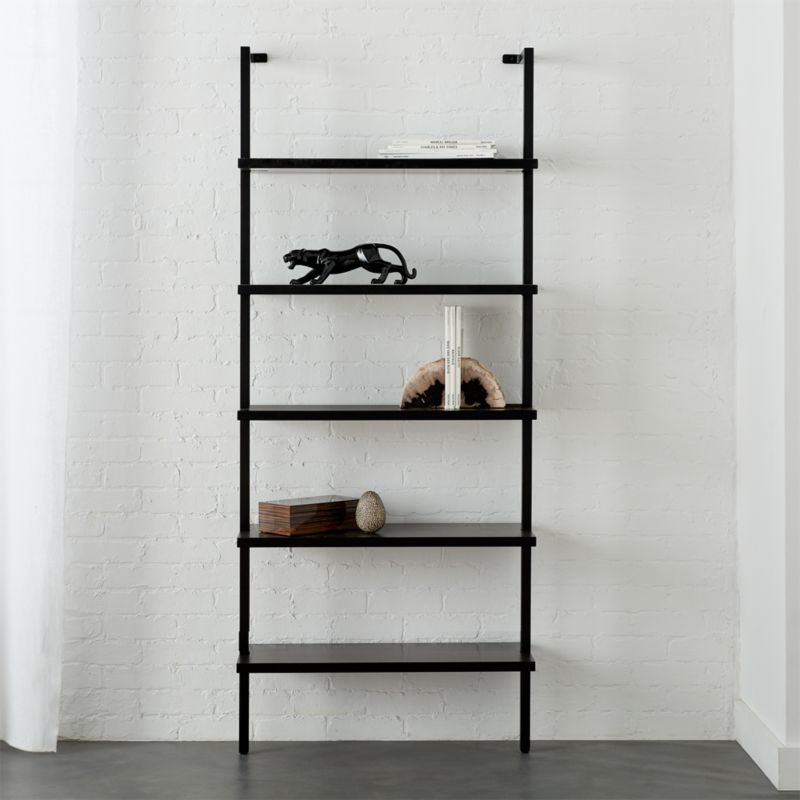 Stairway Black Wall-Mounted Bookcase - 72.5