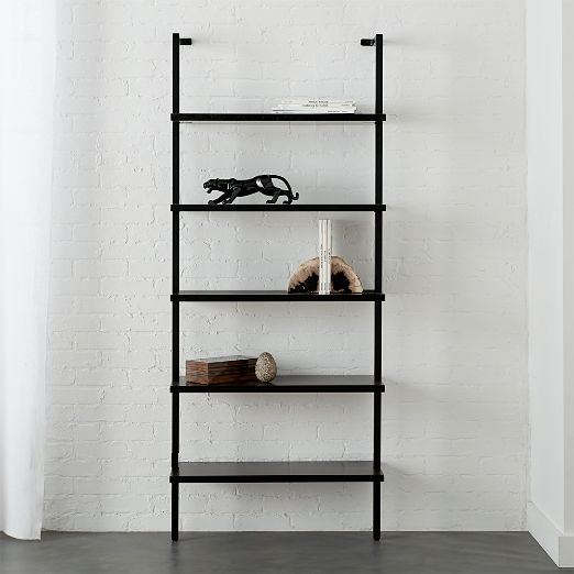 Stairway Black Wall-Mounted Bookcase - 72.5" Height