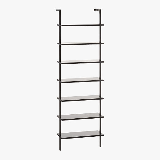 Stairway 96" Black Metal Wall Mount Bookcase