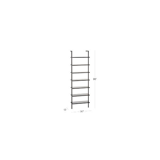 Stairway 96" Black Metal Wall Mount Bookcase