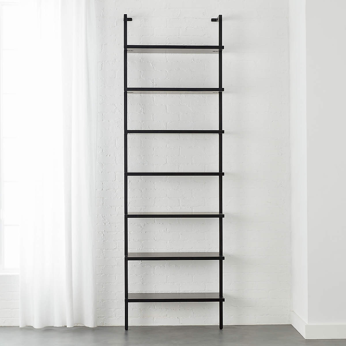 Stairway Modern Black Metal Wall Mount Bookshelf 96'' + Reviews CB2