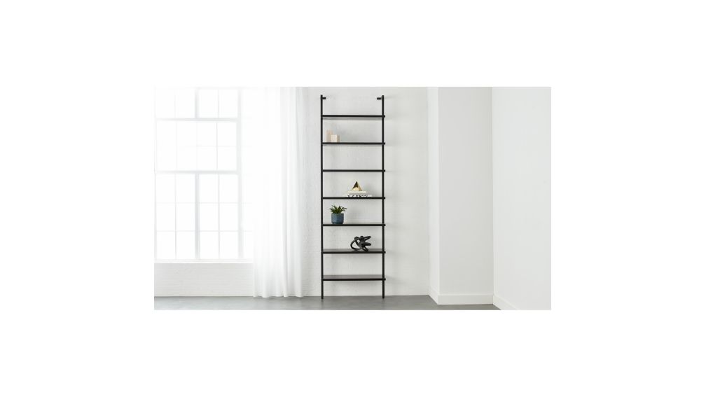 Stairway Black 96" Wall Mounted Bookcase + Reviews | CB2