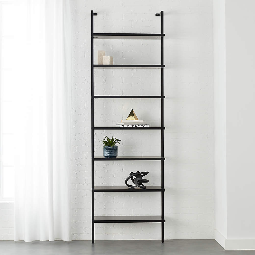 Stairway Black Wall Mounted Bookcase, White Wall Hung Bookcase