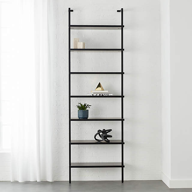 Stairway Black Wall Mounted Bookcase, 96 Inch High Bookcases